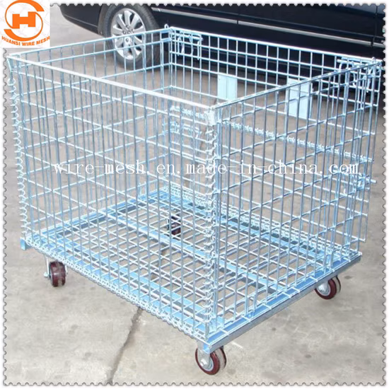 Collapsible Storage Steel Wire Mesh Container Stackable Metal Box Pallet