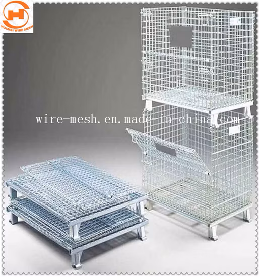 Collapsible Storage Steel Wire Mesh Container Stackable Metal Box Pallet