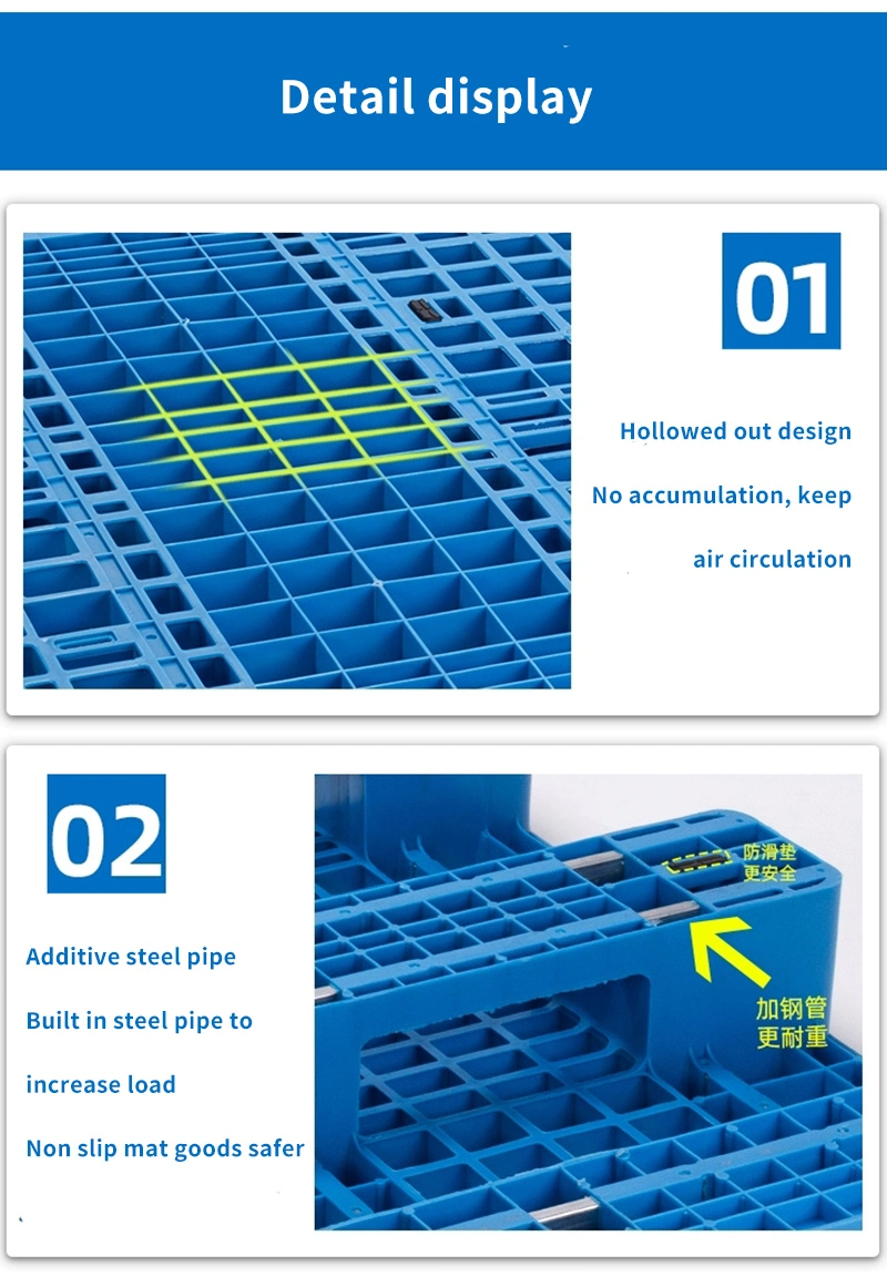 HDPE Industrial Heavy Duty Warehouse Rackable Storage Welded Steel Reinforced Solid/Flat Four Way Entry Hygienic Food Grade Durable Plastic Pallets Factory