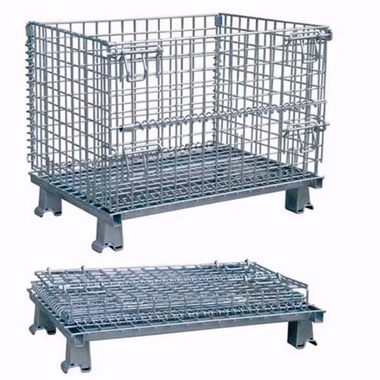 Stackable Folded Galvanized Steel Welded Heavy Duty Wire Mesh Stillage with Wheels