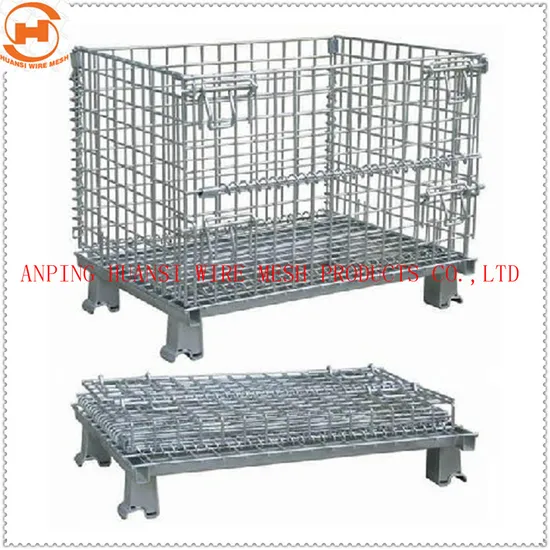Collapsible Storage Steel Wire Mesh Container Stackable Metal Box Pallet