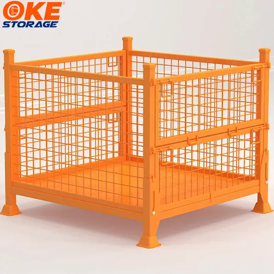 Stackable Folded Galvanized Steel Welded Heavy Duty Wire Mesh Stillage with Wheels