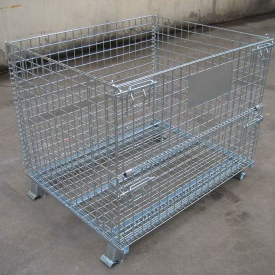 Stackable Folded Galvanized Steel Welded Heavy Duty Wire Mesh Stillage with Wheels