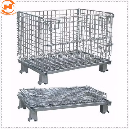 Collapsible Storage Steel Wire Mesh Container Stackable Metal Box Pallet