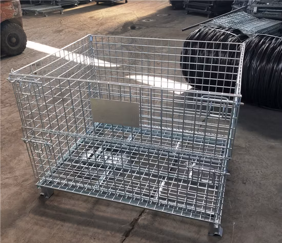 Mesh Box Wire Cage Metal Bin Storage Container Wire Mesh Pallet