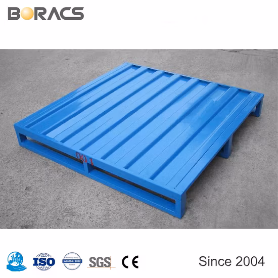 Palete de face única personalizada, empilhadeira de armazém resistente, palete galvanizada de metal de aço, caixa de metal industrial