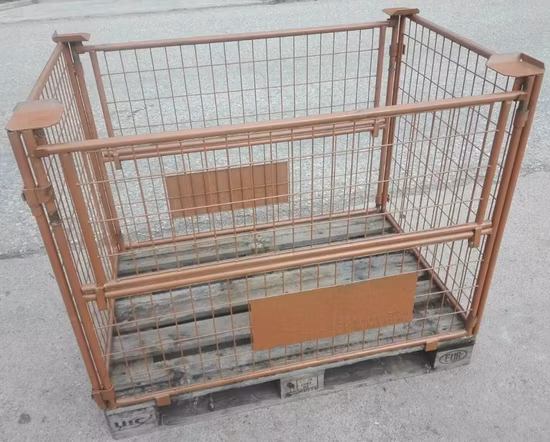 Tipo UE armazém logístico empilhável dobrável malha de arame armazenamento metal stillage