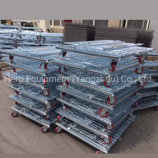 Armazenamento maioria da gaiola da rede de arame do metal rígido dobrável removível resistente que empilha recipientes