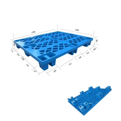 Palete plástica superior plana reforçada com aço padrão de face única reutilizável